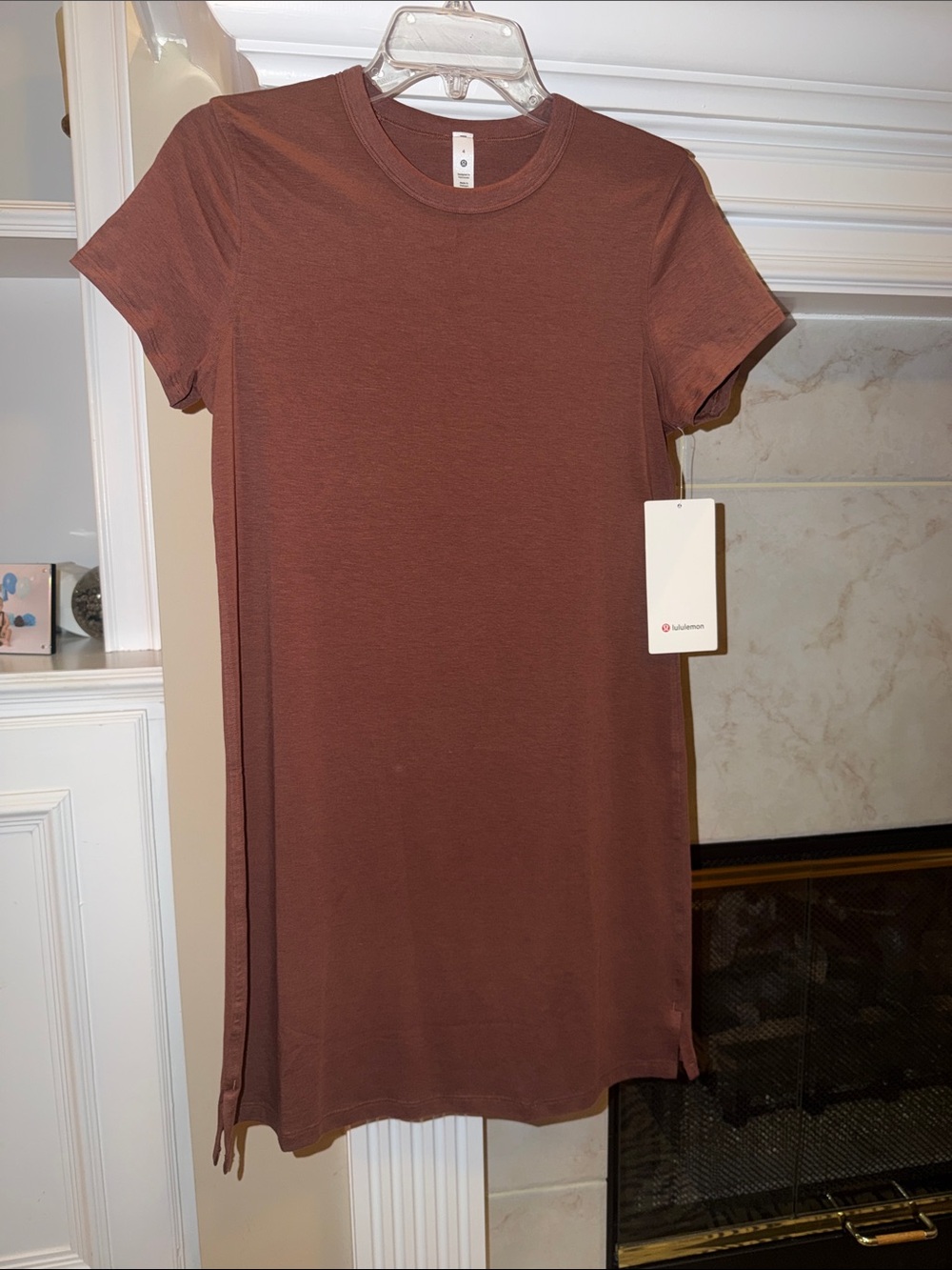 lululemon athletica Classic Fit Cotton Rust Crew Neck Short Sleeve Tee Dress